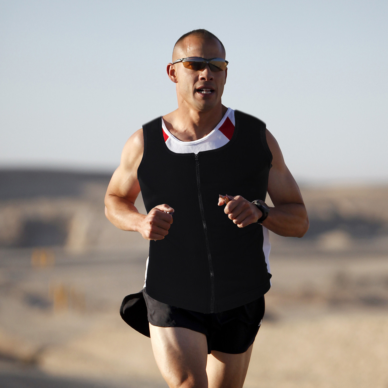 Men Sweat Vest Zipper Slimming - Yoga Fitness Body 评论和价格
