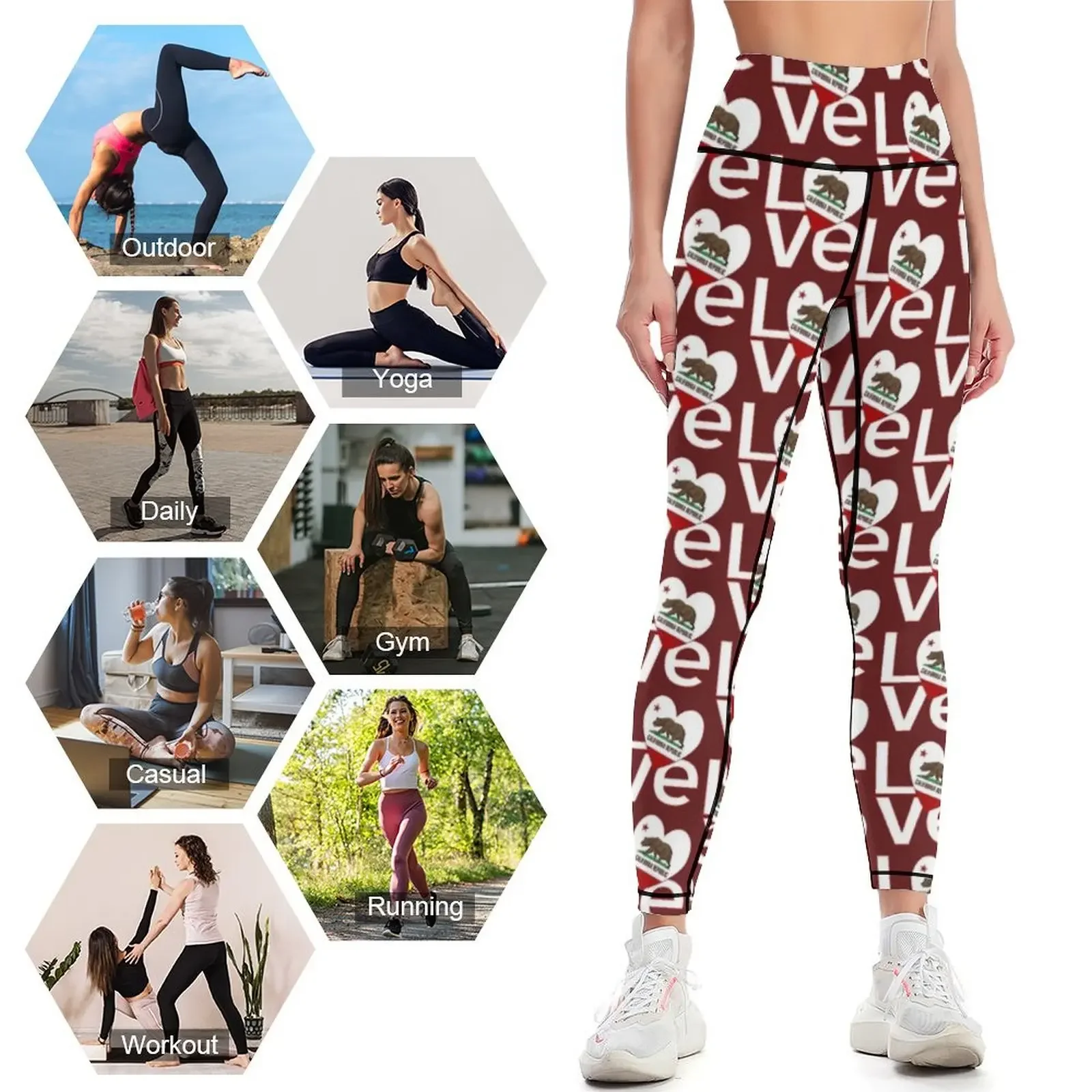 Red and White California LOVE  - Yoga Fitness California 评论和价格