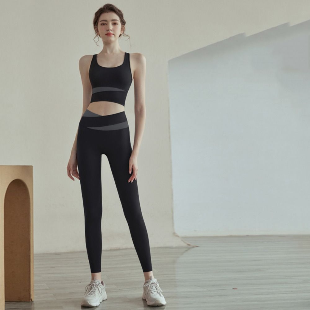 High Waist Color Block Yoga Se - Yoga Blocks 评论和价格